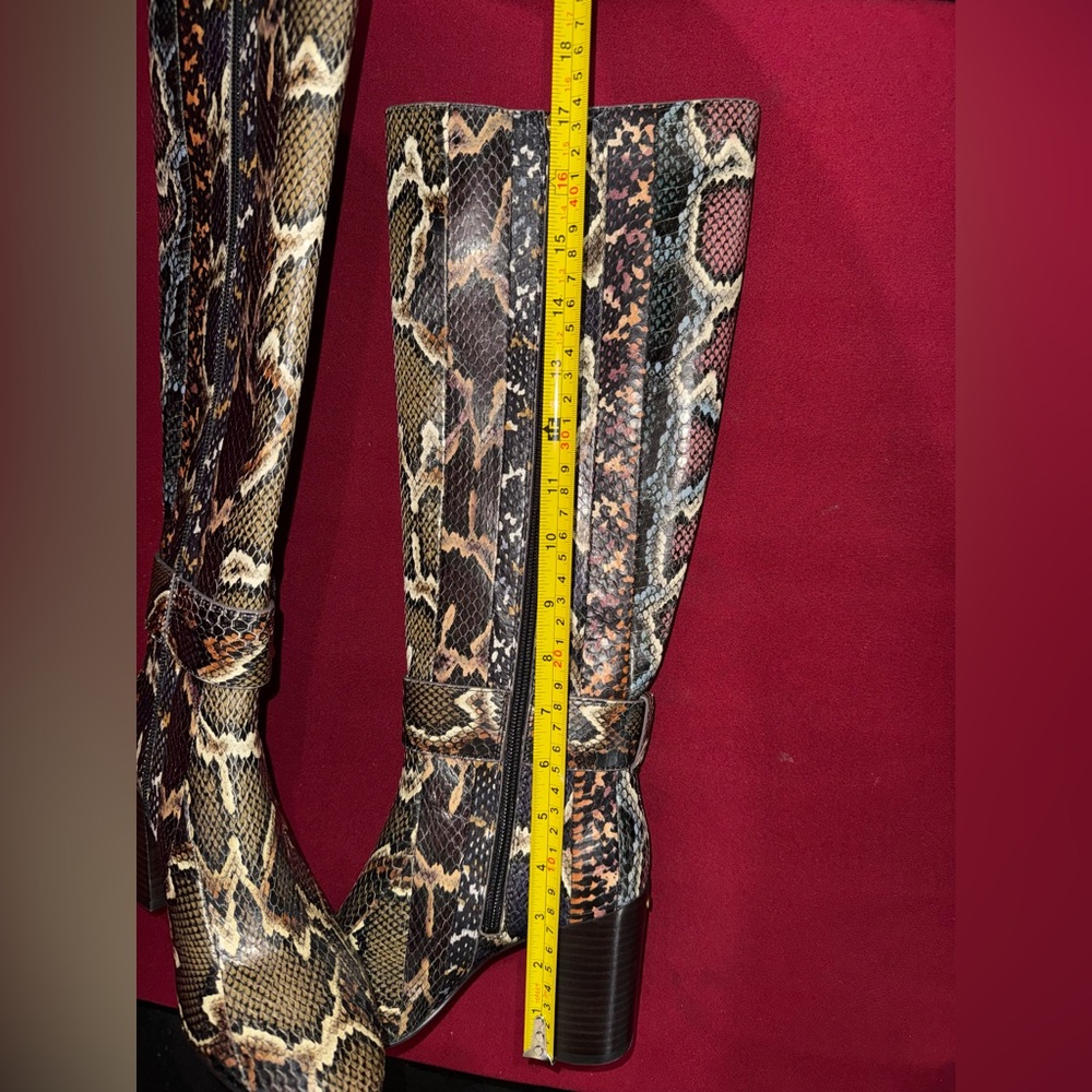 Coach Evelyn Multicolor Genuine Snakeskin Heeled Boots - Picture 7 of 11